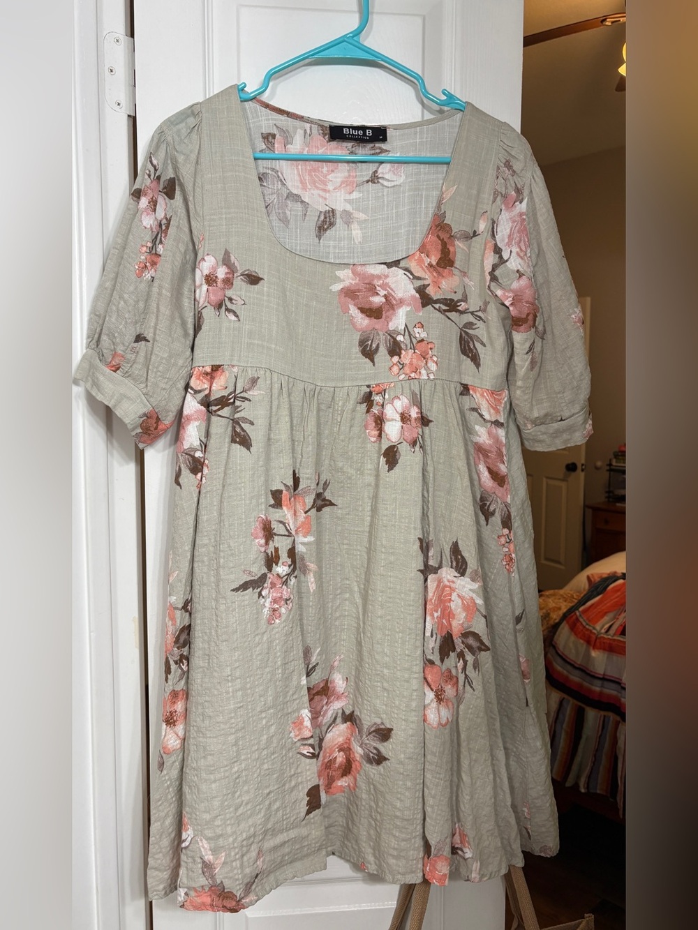 Blue B Sage Floral Midi Dress with Scoop Neck